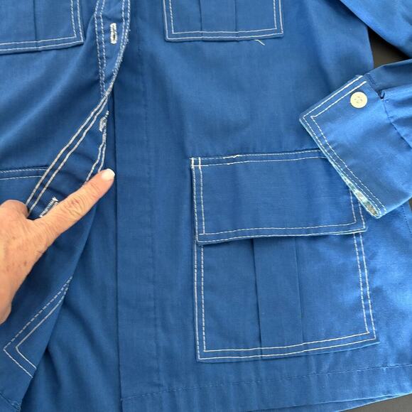 Leisure Jacket 70sVintage Activa Blue Sz 12 plaid contrast ( missing buttons) - Picture 13 of 14